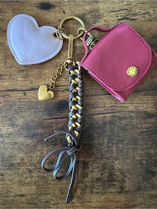 Steve Madden Accessories - Steve Madden 3 Piece Bag Charm Keychain Snap Pouch Keychain Braided Chain NWOT